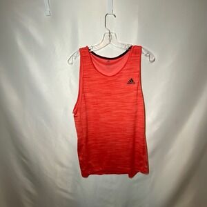 Adidas Mens Climalite Tank Top Orange Space Dye Athletic Singlet Medium